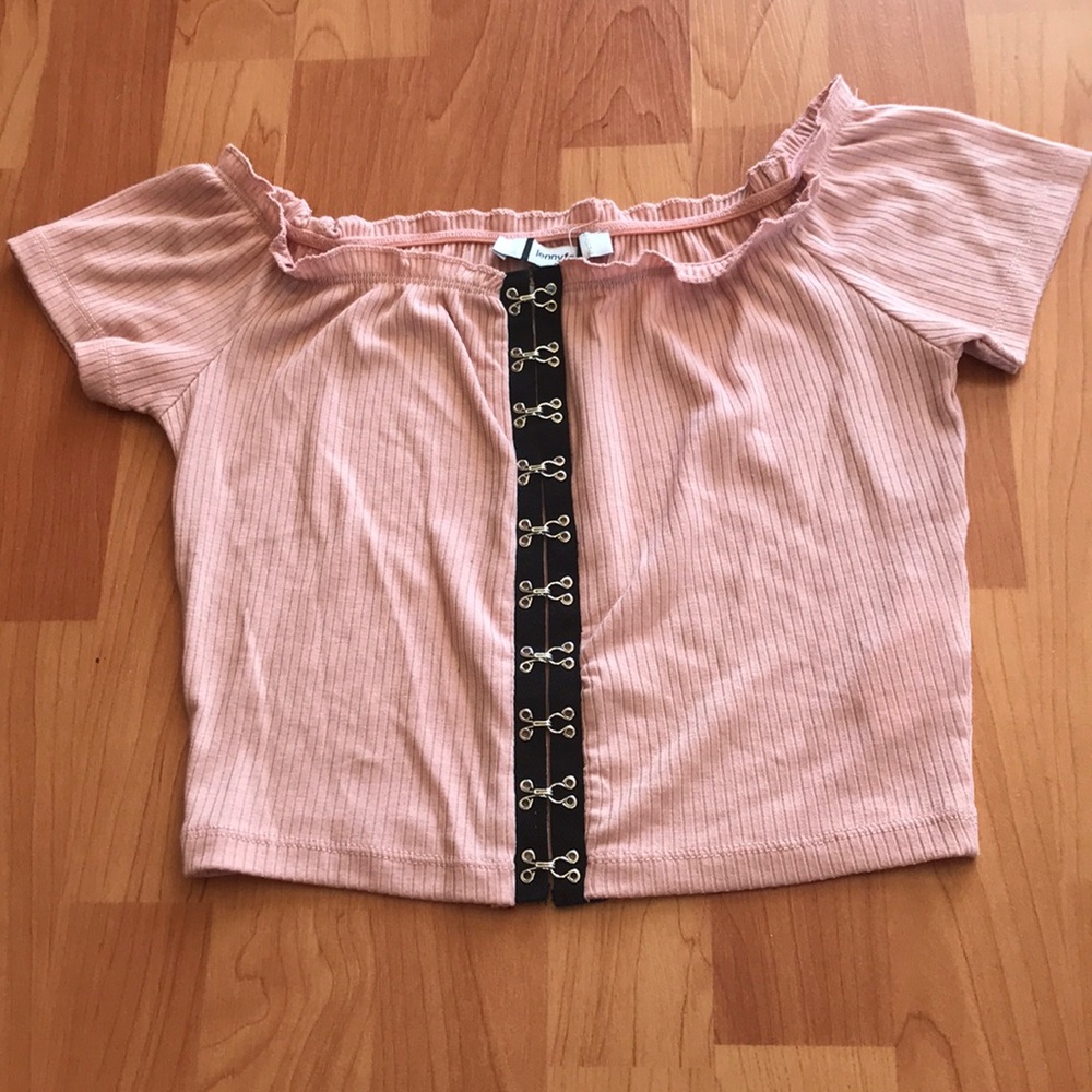 Pink off the shoulder crop top